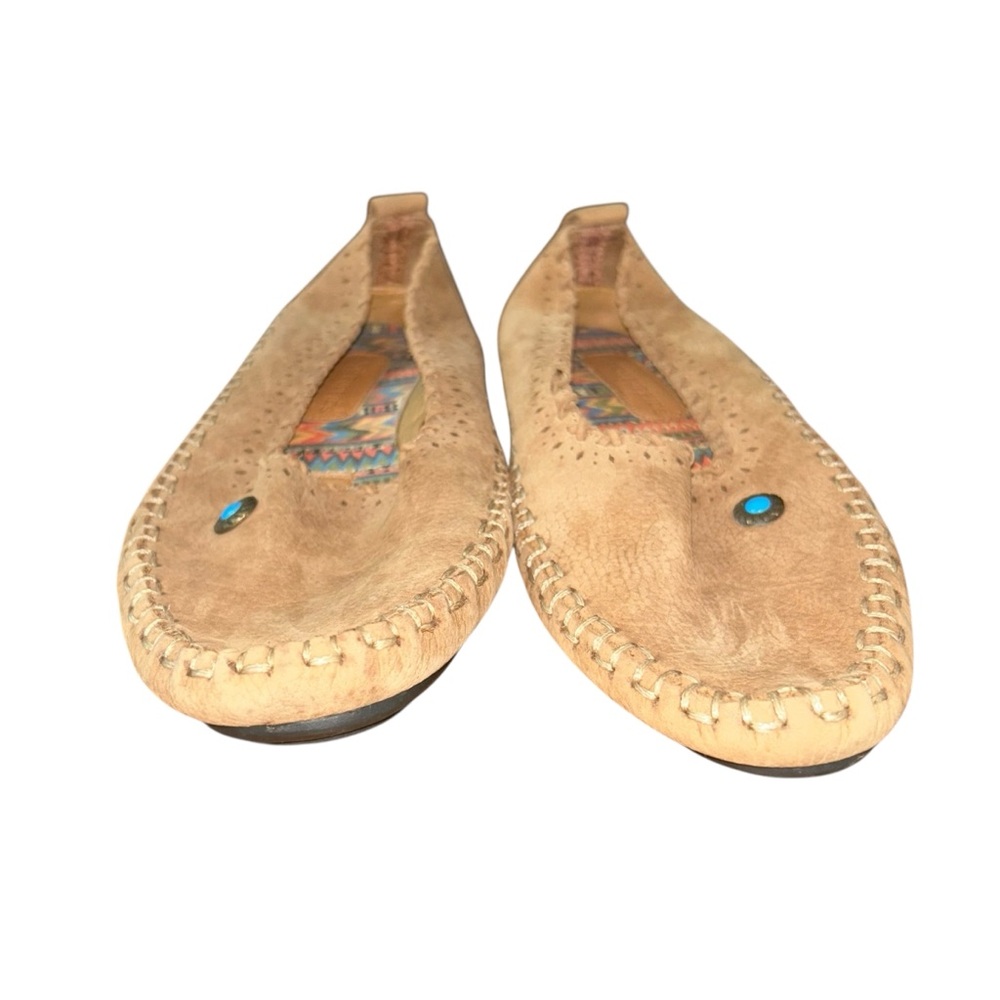 Hush Puppies Sundance Moccasins Leather Tan‎ Women’s 9.5 Wide Slip On Shoes Boho - Picture 4 of 9